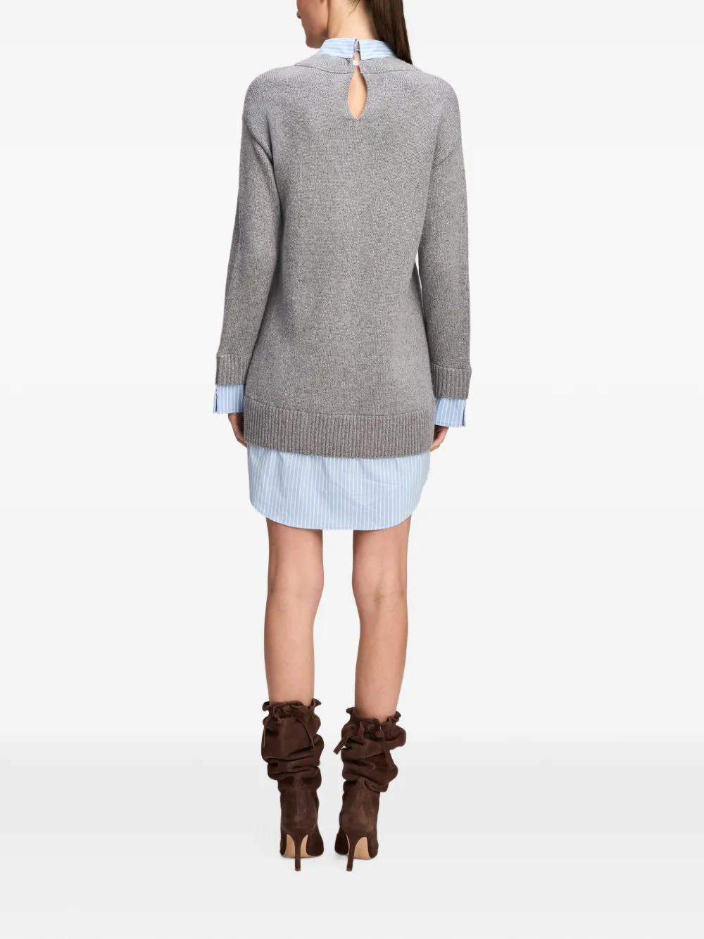 Cinq A Sept Santina crystal-embellished layered mini dress Grijs