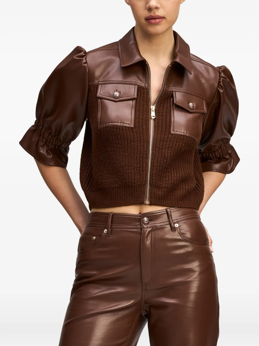 Cinq A Sept Holly knit-panel jacket Bruin