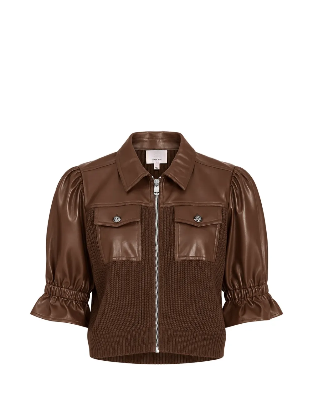 Cinq A Sept Holly knit-panel jacket Bruin