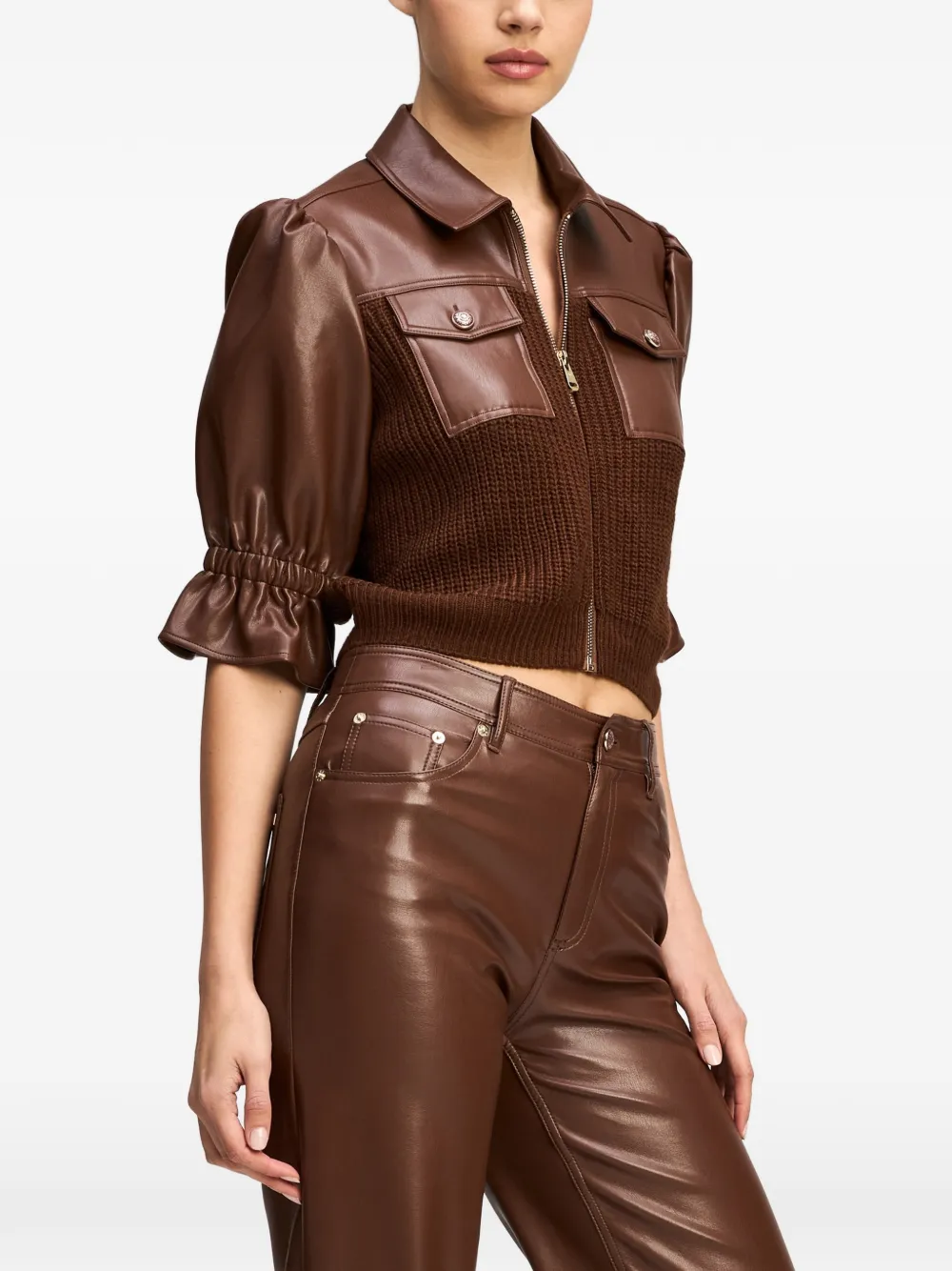 Cinq A Sept Holly knit-panel jacket Bruin