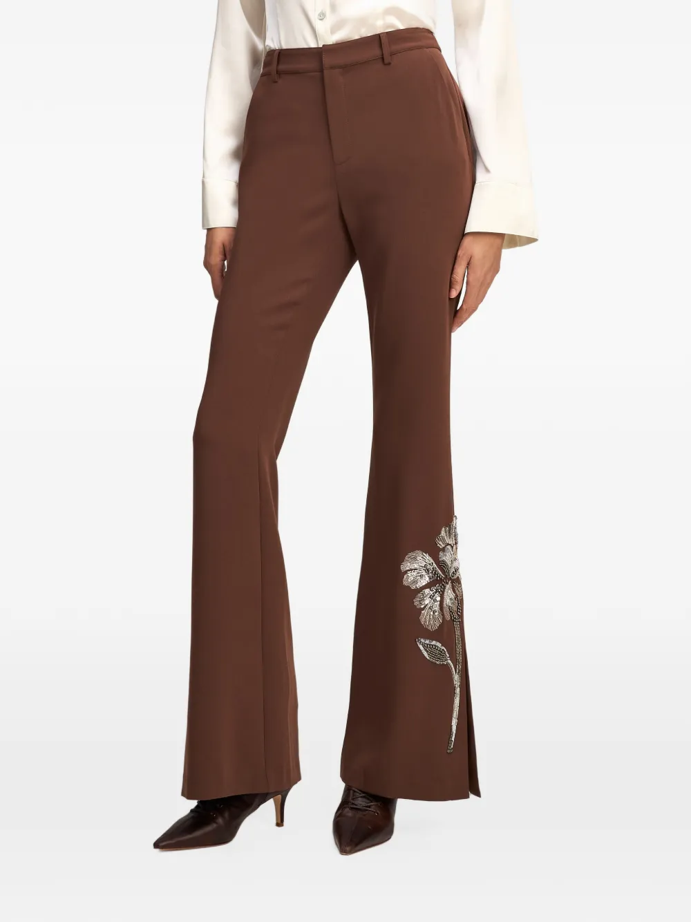 Cinq A Sept Gilded Peony Jaxyn flared trousers Bruin