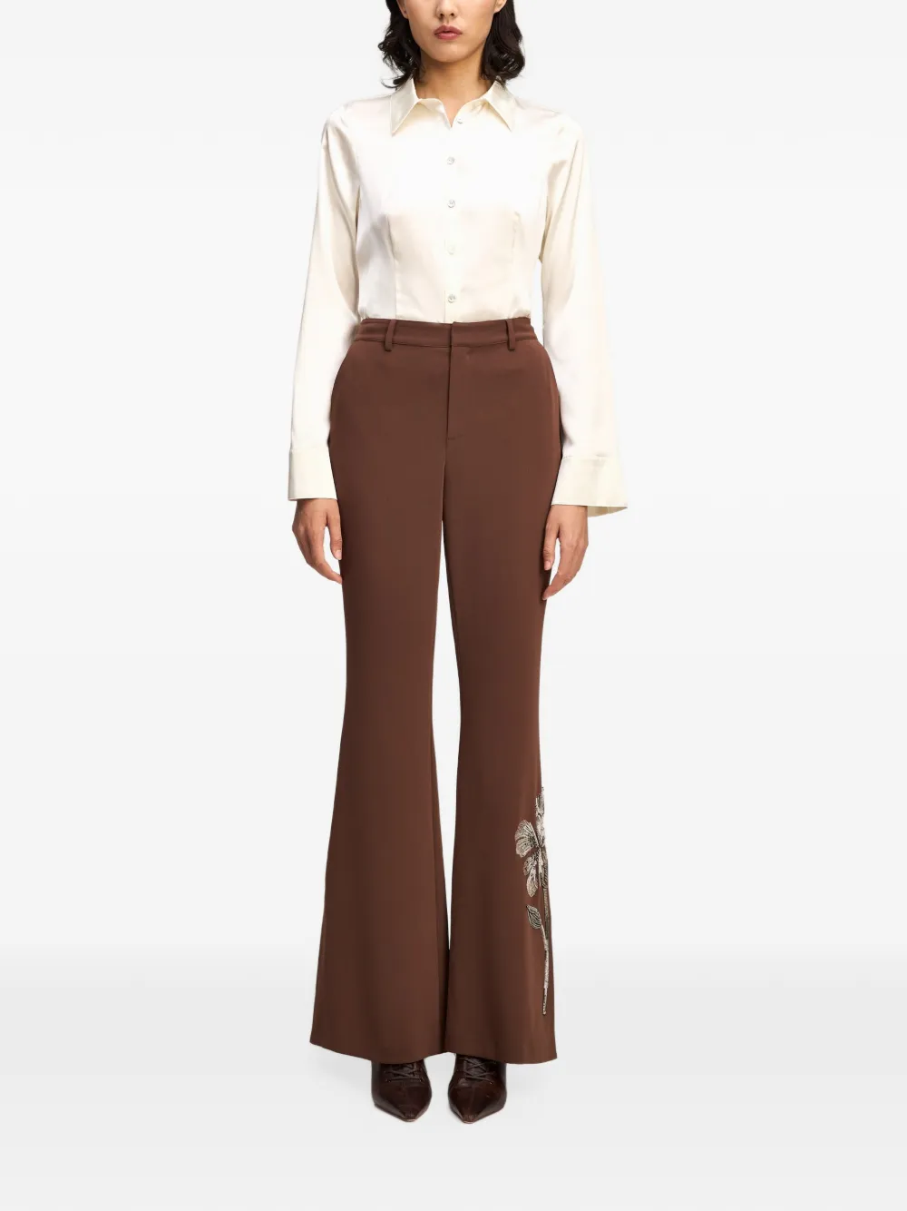 Cinq A Sept Gilded Peony Jaxyn flared trousers Bruin
