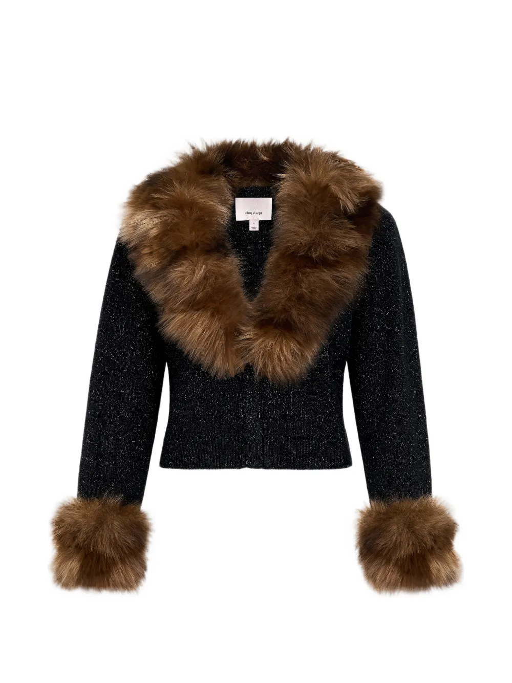 Cinq A Sept Della faux-fur trim cardigan - Nero