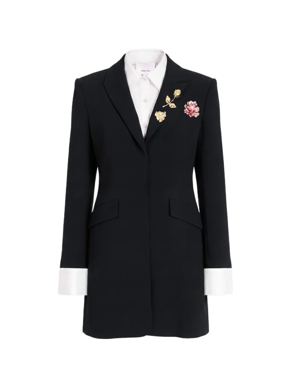 Cinq A Sept Indra floral-embellished blazer mini dress Zwart