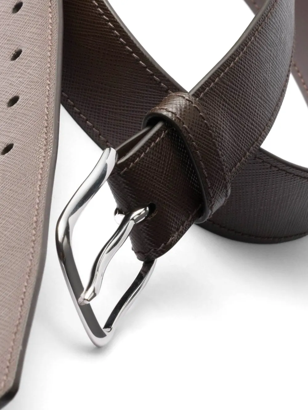 Prada Custom Belts saffiano leren riemband Bruin