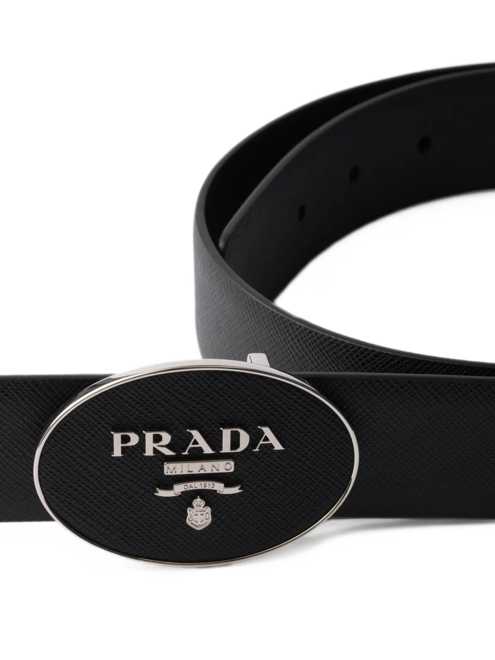Prada Custom Belts saffiano riemgesp Zwart
