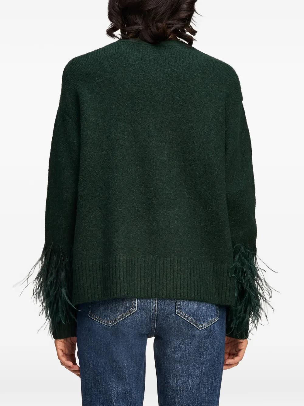 Cinq A Sept Briana vest met afwerking met veren Groen