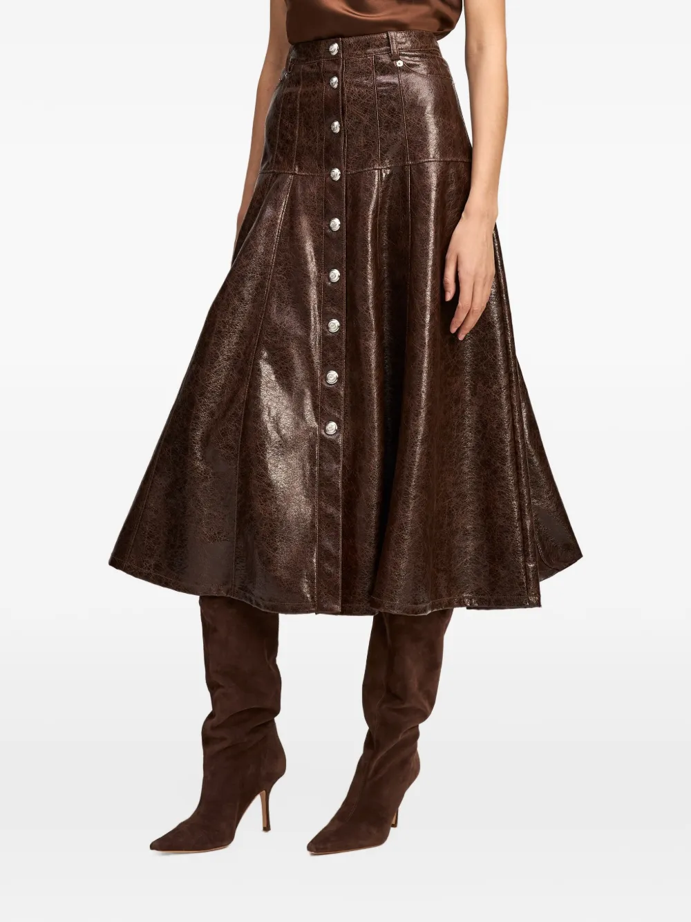 Cinq A Sept Veena tumbled-effect midi skirt Bruin