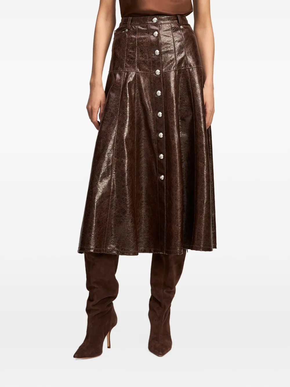 Cinq A Sept Veena tumbled-effect midi skirt Bruin