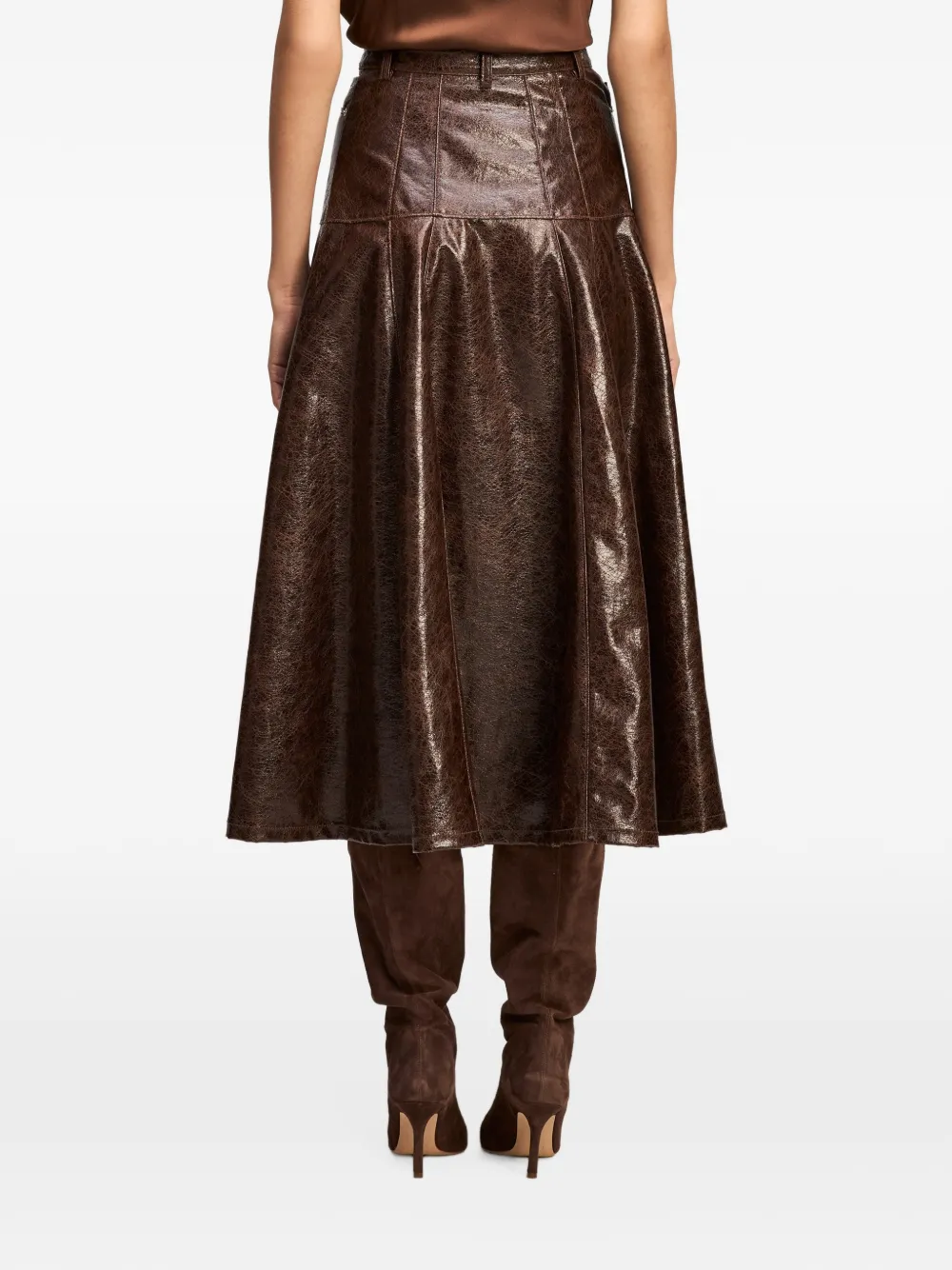Cinq A Sept Veena tumbled-effect midi skirt Bruin
