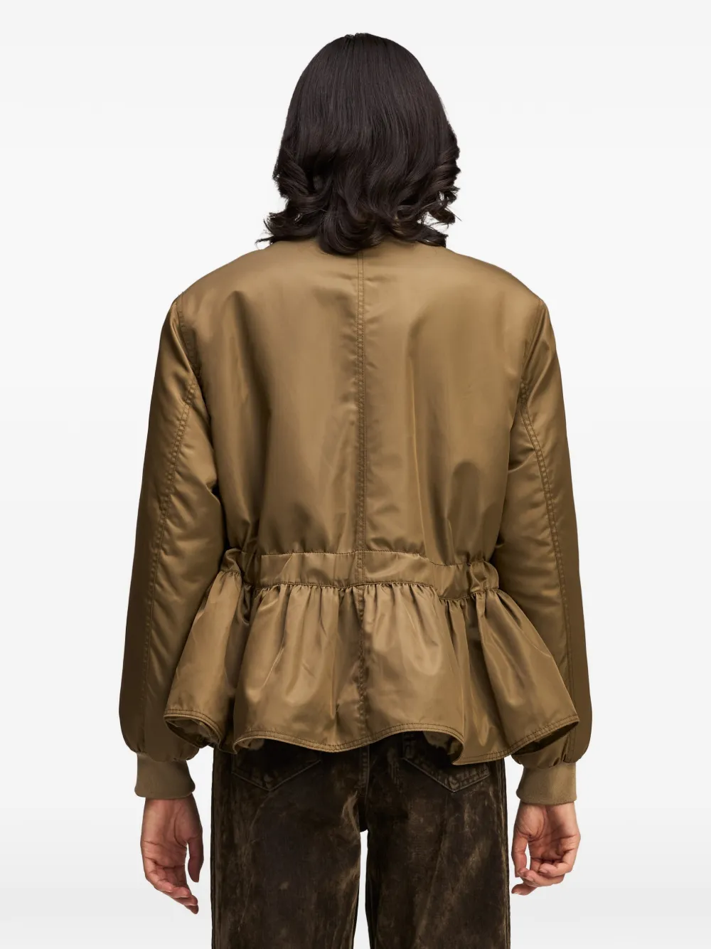 Cinq A Sept Valerina peplum drawstring bomber jacket Groen