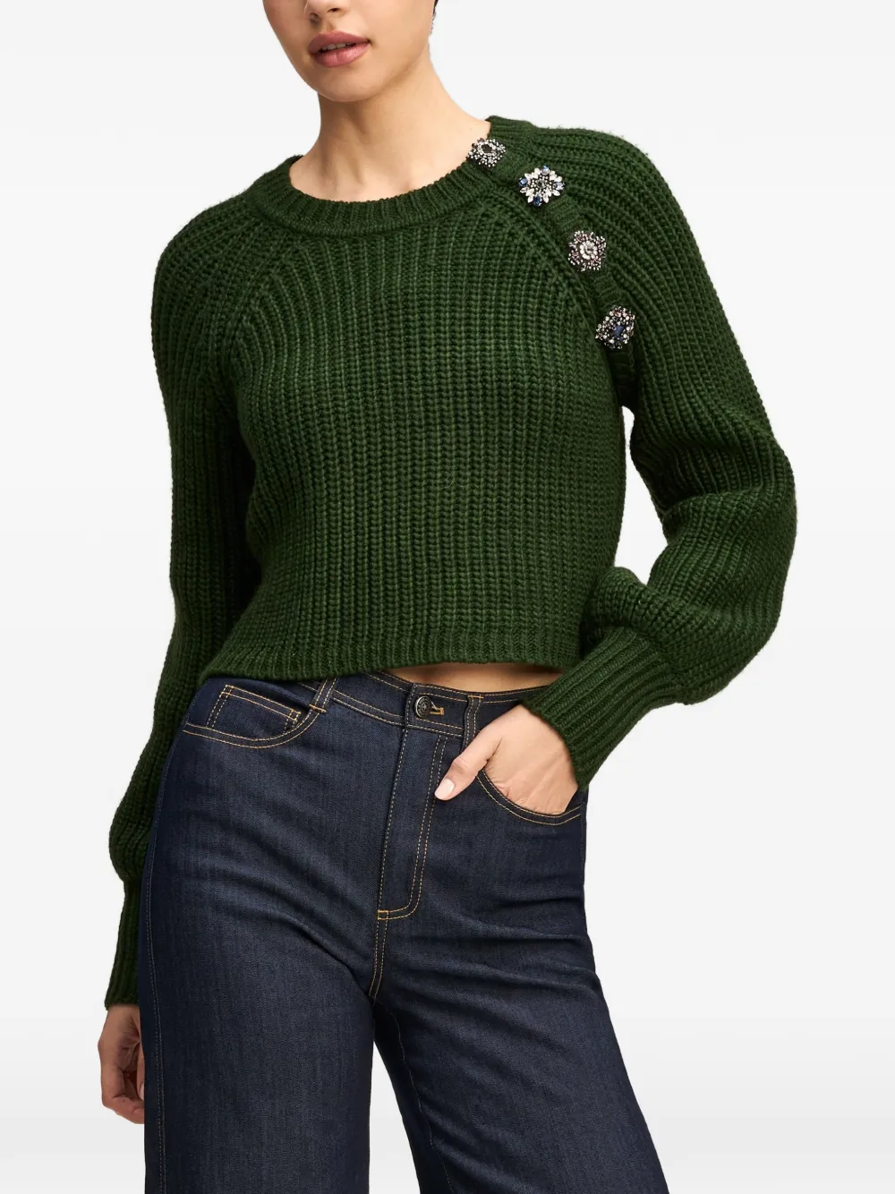 Cinq A Sept Keren baroque-embellished sweater Groen