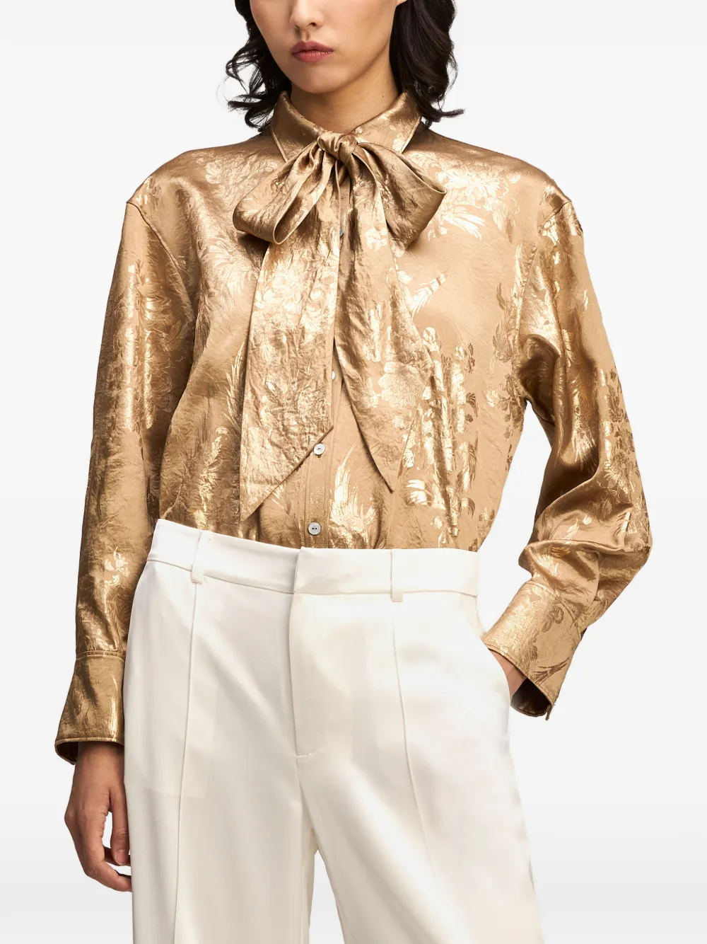 Cinq A Sept Camillia floral-jacquard blouse Goud