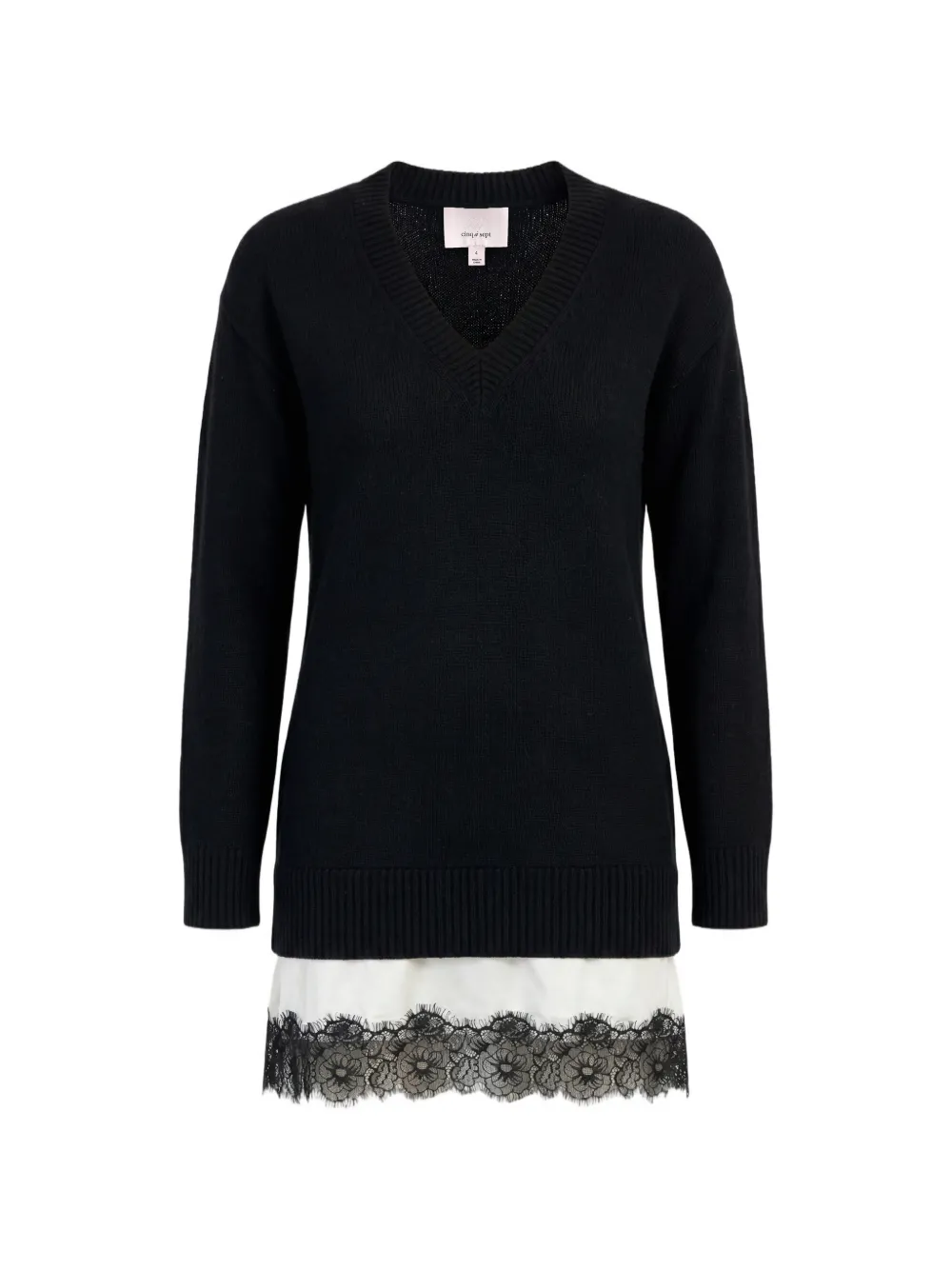 Cinq A Sept Simona lace-trim mini dress Zwart
