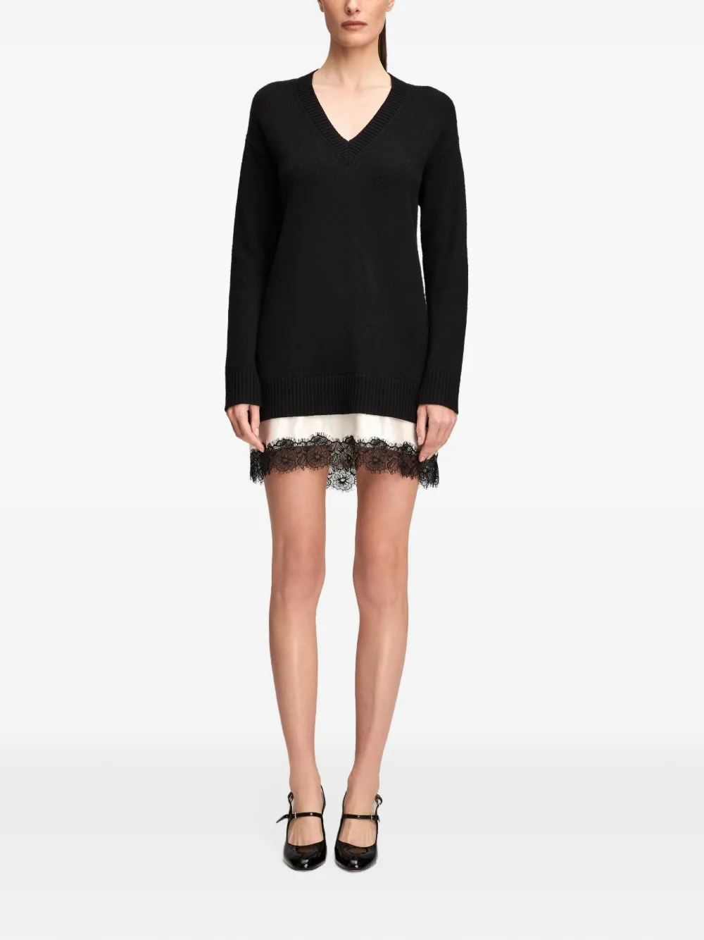 Cinq A Sept Simona lace-trim mini dress Zwart