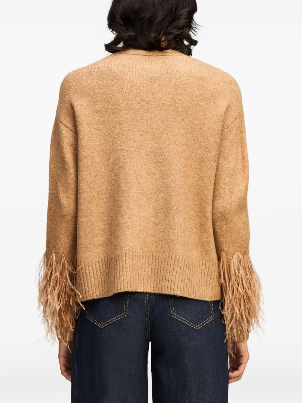 Cinq A Sept Briana vest met afwerking met veren Beige