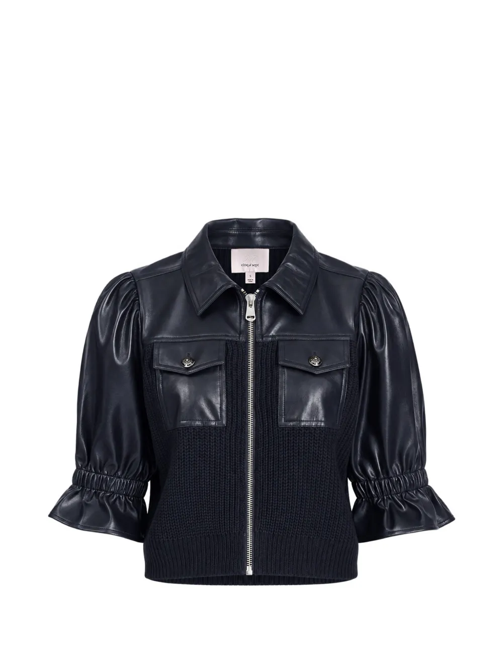 Cinq A Sept Holly panelled puffed-sleeve jacket Blauw