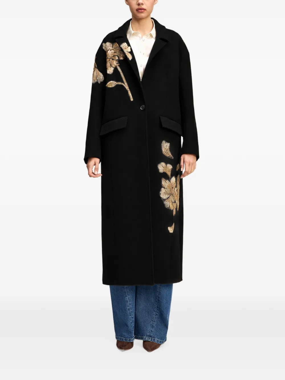 Cinq A Sept Gilded Peony Lilienne coat Zwart