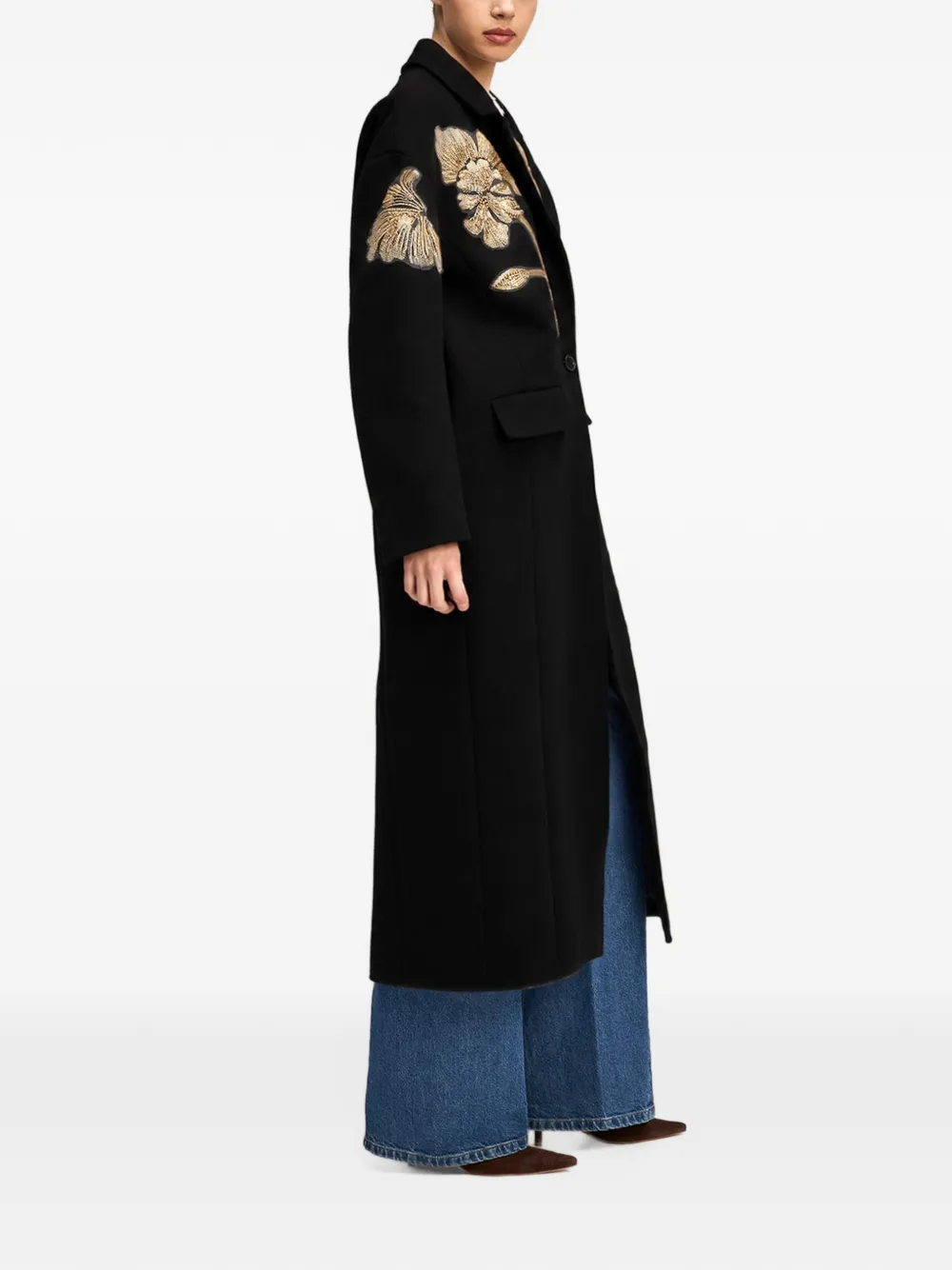 Cinq A Sept Gilded Peony Lilienne coat Zwart