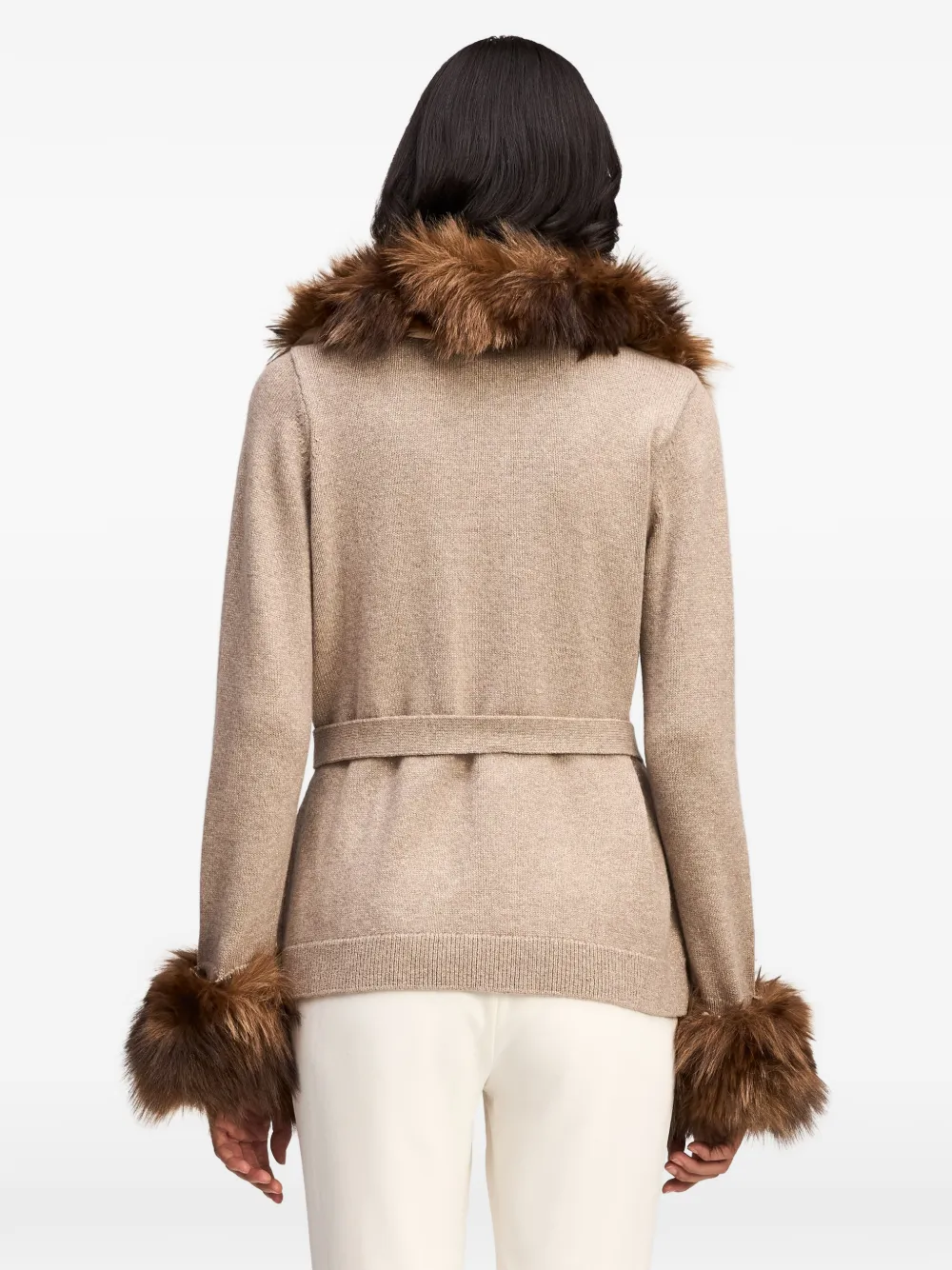 Cinq A Sept Sandy vest met afwerking van imitatiebont Beige