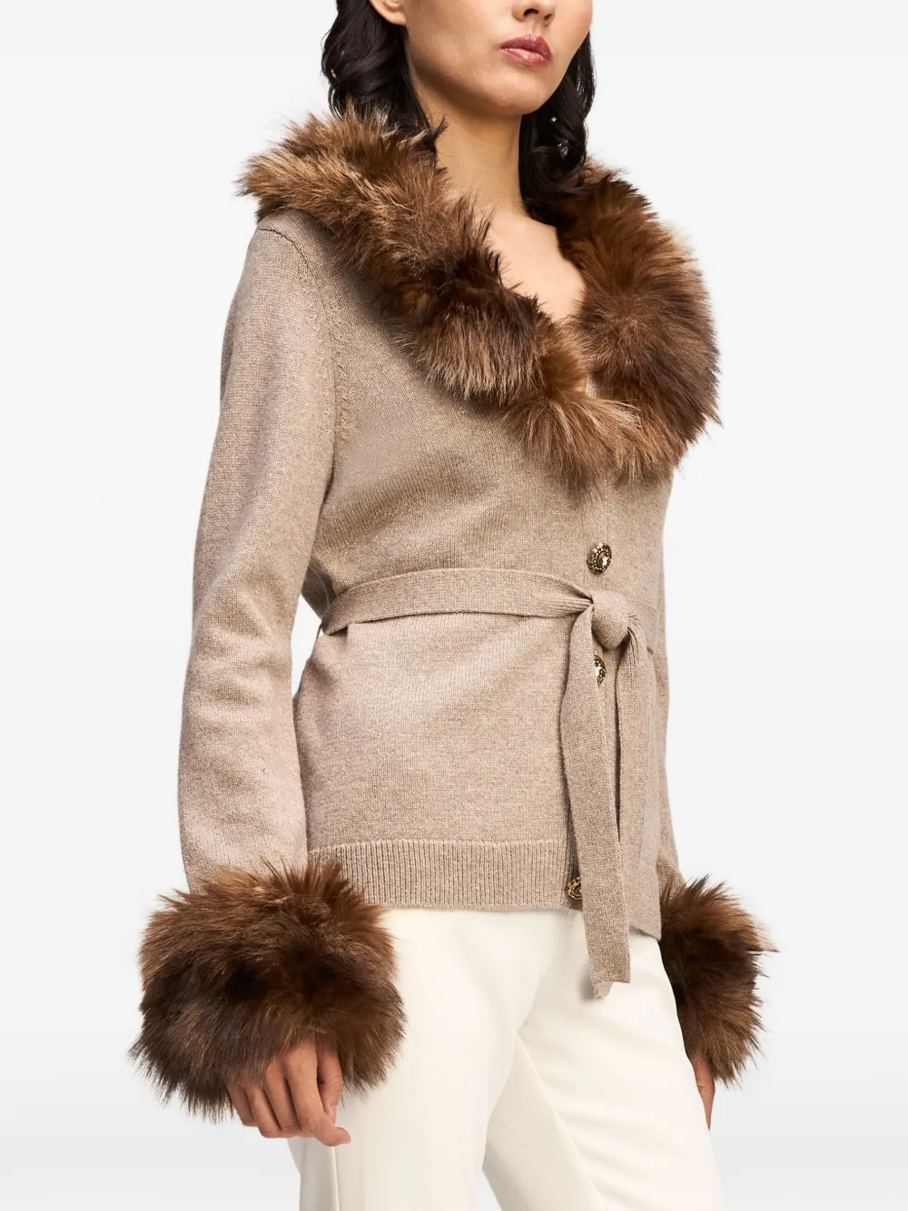 Cinq A Sept Sandy vest met afwerking van imitatiebont Beige