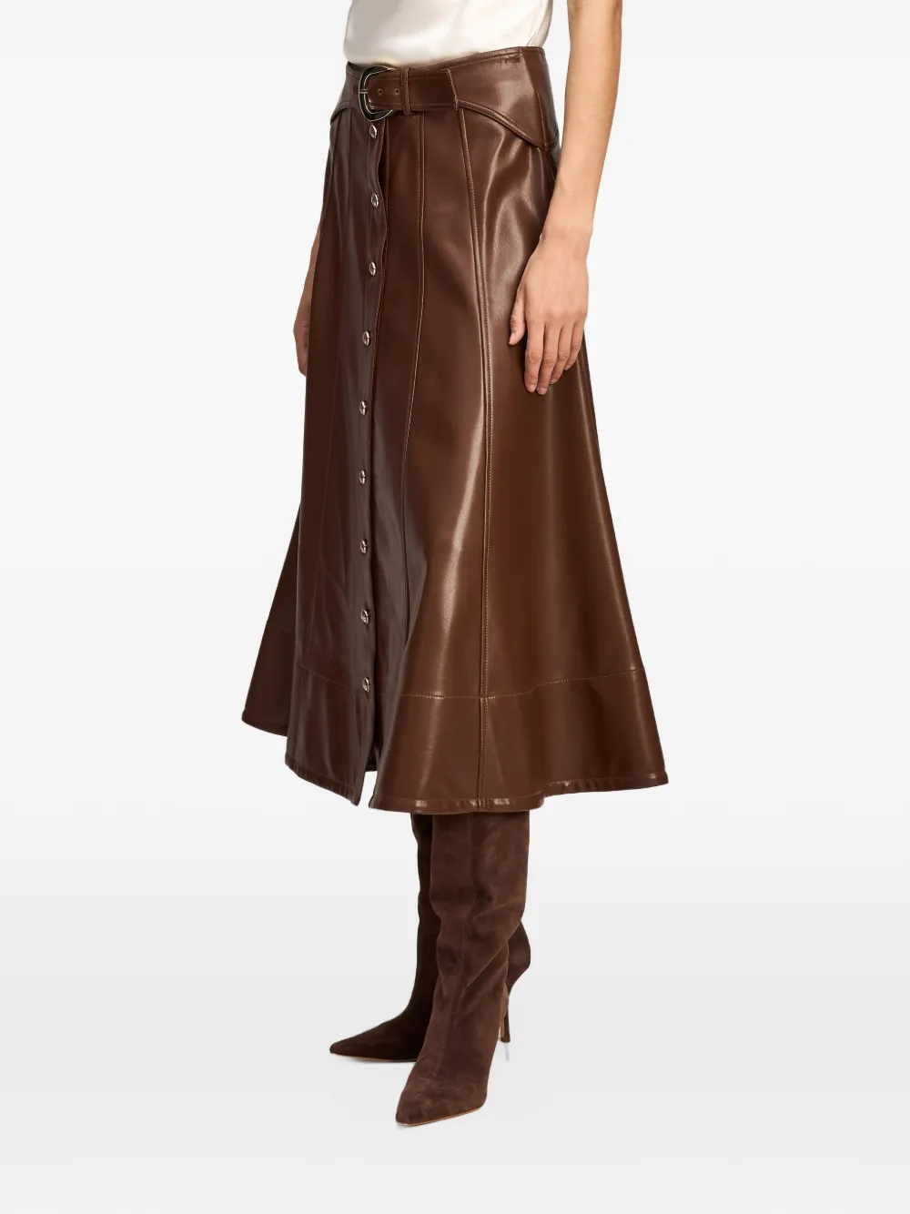 Cinq A Sept Briony button-front midi skirt Bruin