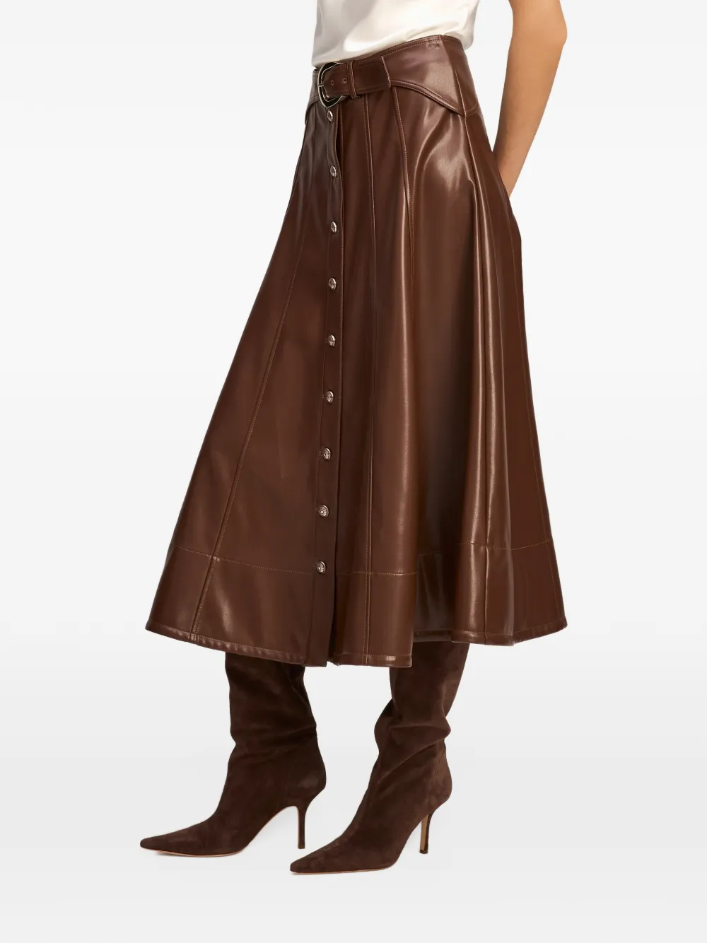 Cinq A Sept Briony button-front midi skirt Bruin