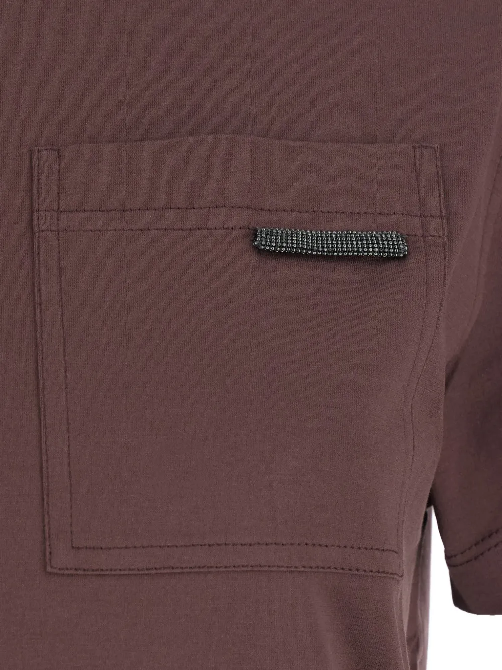 Brunello Cucinelli Monili-embellished pocket T-shirt Bruin