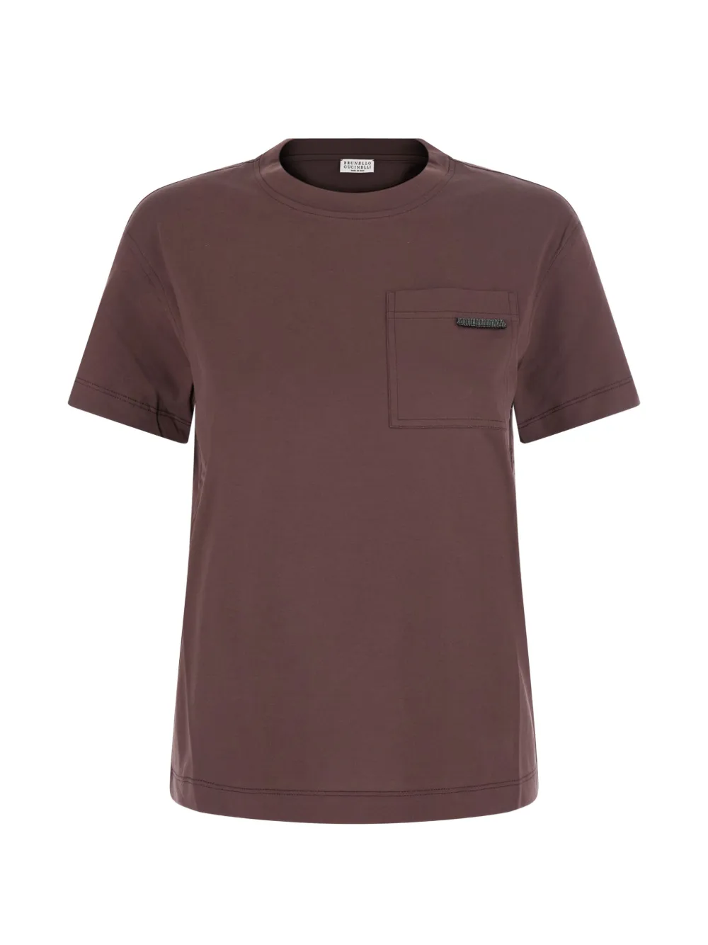 Brunello Cucinelli Monili-embellished pocket T-shirt Bruin