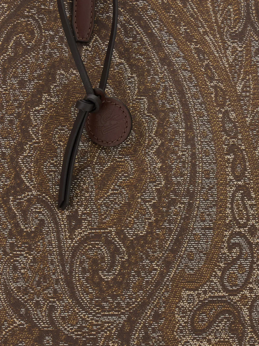 ETRO large Love Trotter bag in jacquard denim with paisley-motif Bruin