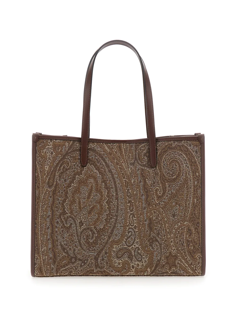 ETRO large Love Trotter bag in jacquard denim with paisley-motif Bruin