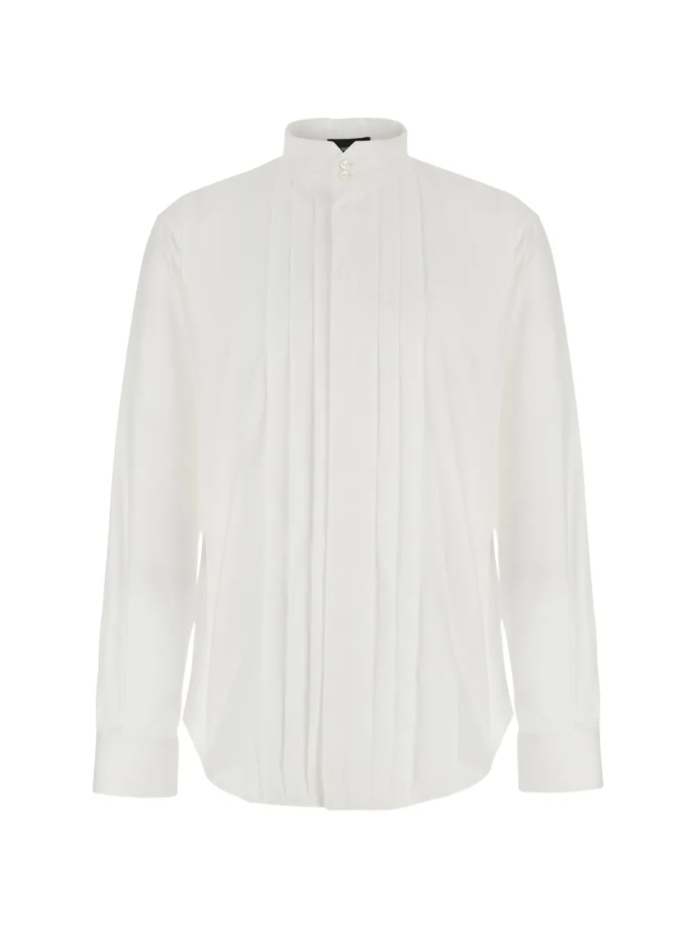 Emporio Armani dress shirt with a mandarin-collar and vertical-pleats - Bianco
