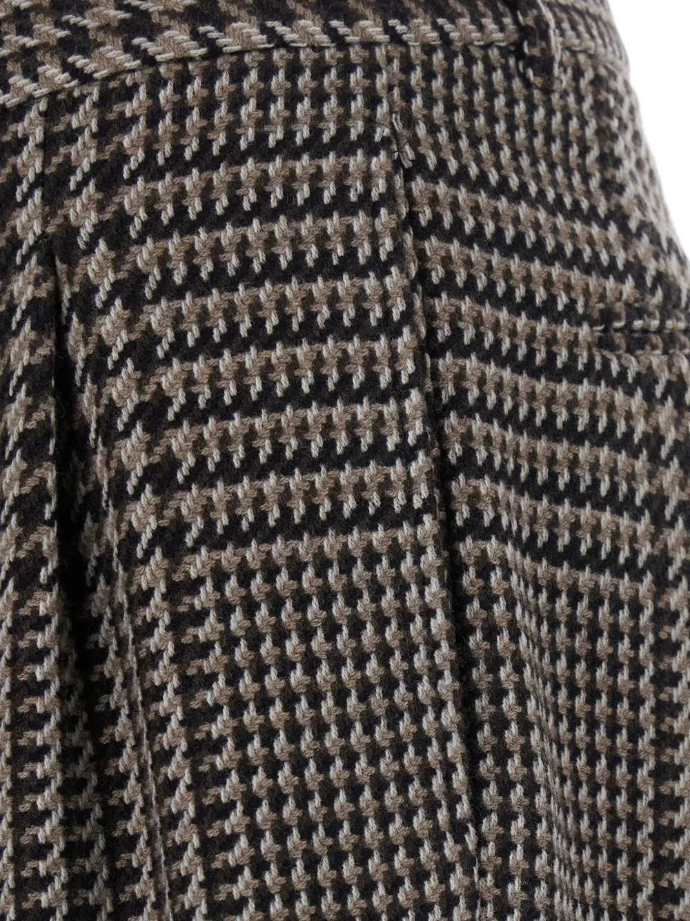 Emporio Armani high-waisted pleated trousers with a houndstooth-pattern Beige