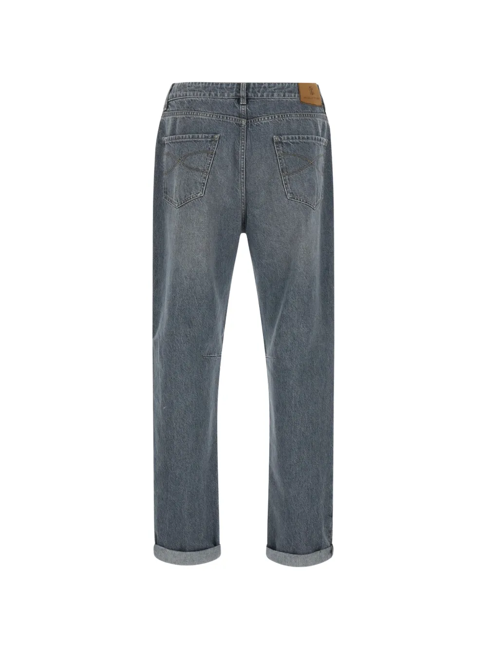 Brunello Cucinelli Kids embroidered-logo straight-leg jeans Grijs