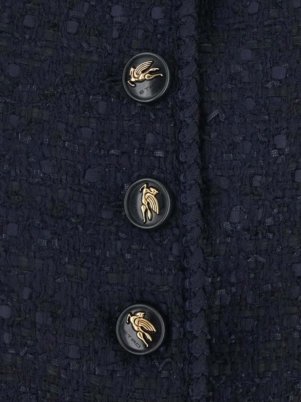 ETRO bouclé button-up waistcoat Blauw