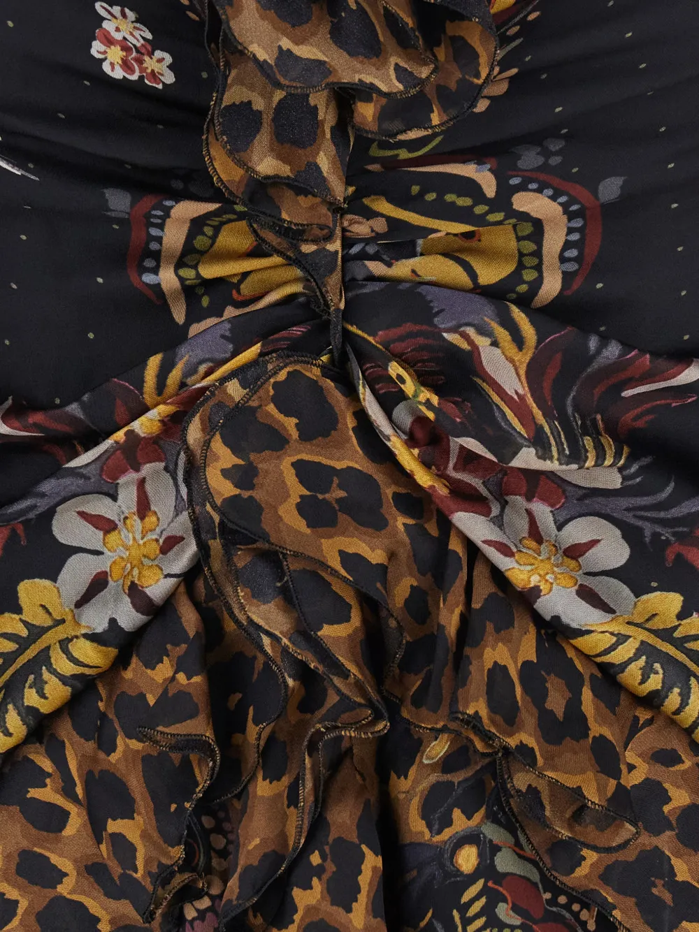 ETRO floral-pattern ruffled maxi dress Zwart