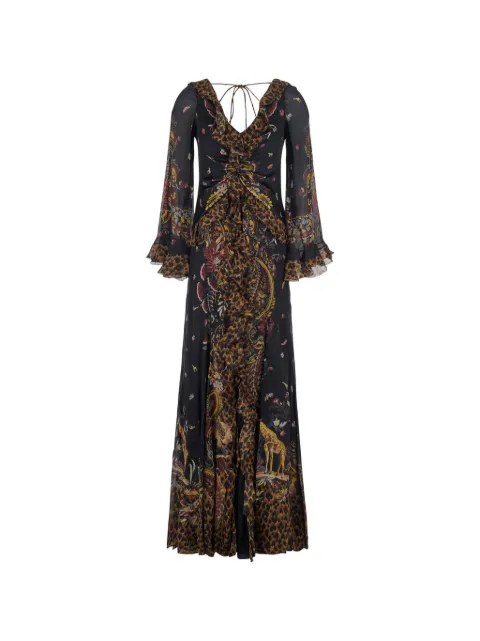 ETRO vestido largo con motivo floral y volantes