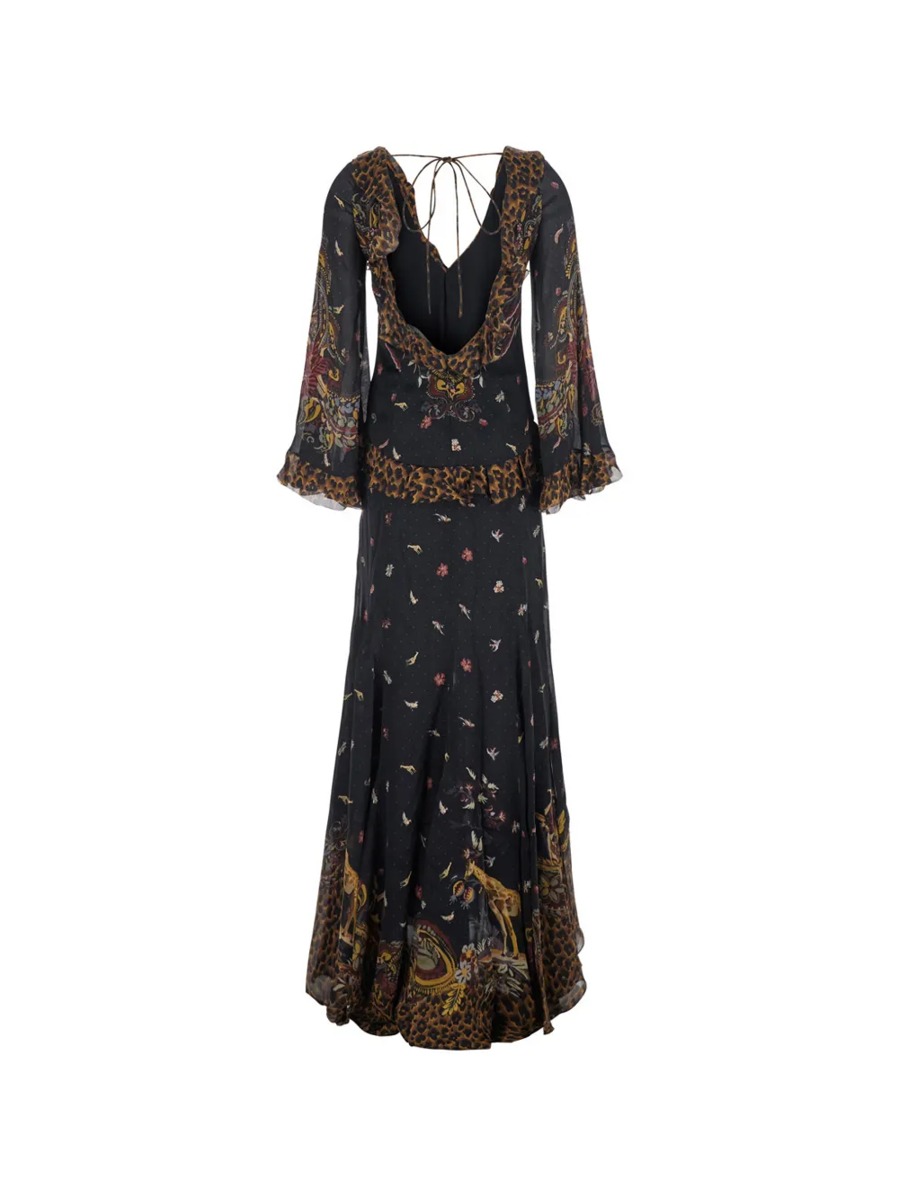 ETRO floral-pattern ruffled maxi dress Zwart