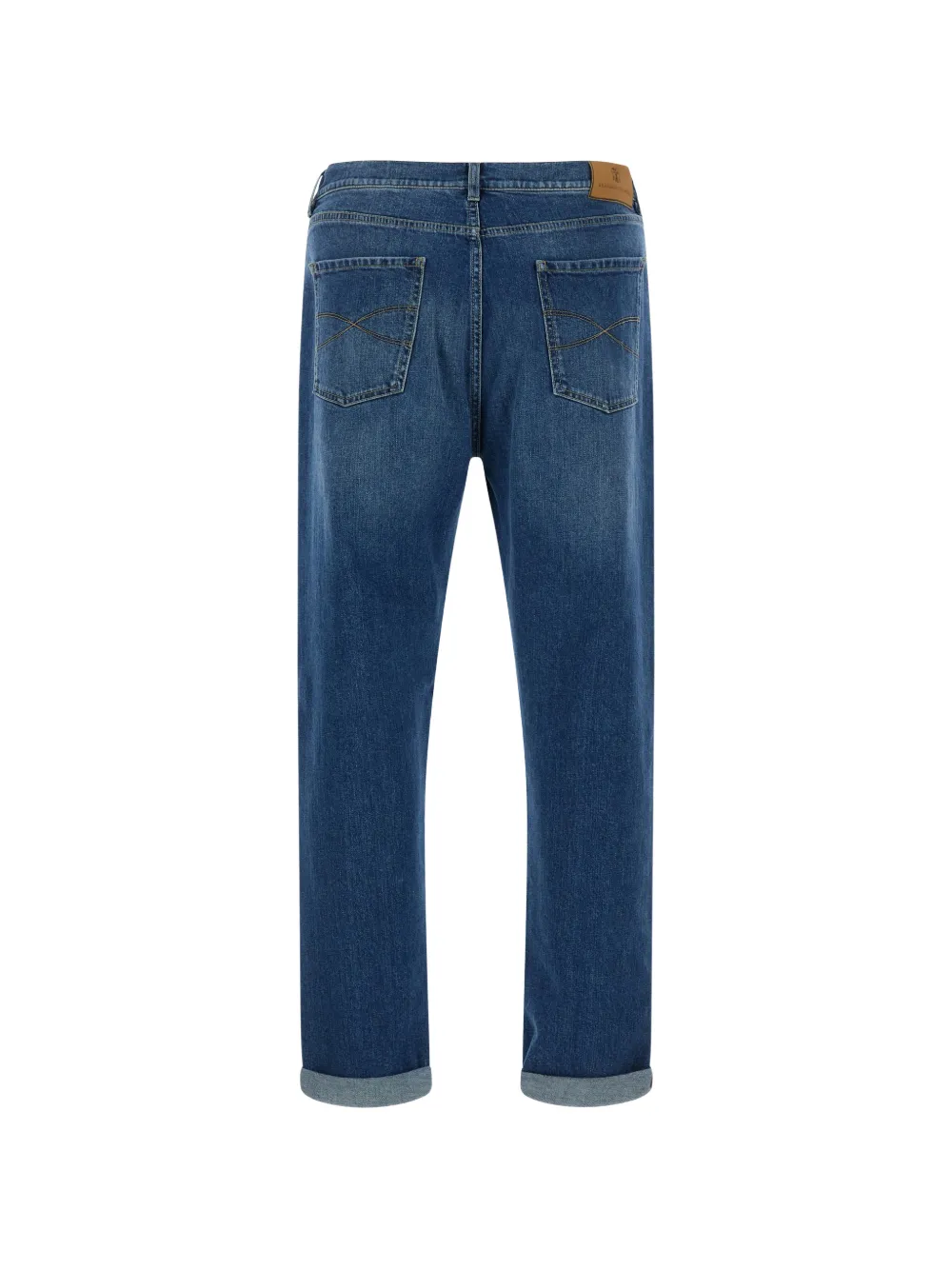Brunello Cucinelli Kids embroidered-logo straight-leg jeans Blauw