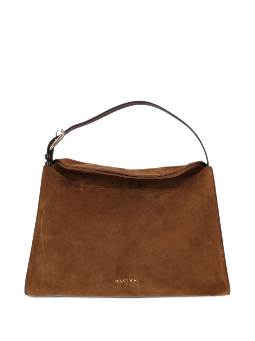 Orciani Trinity suede buckle-strap shoulder bag Bruin