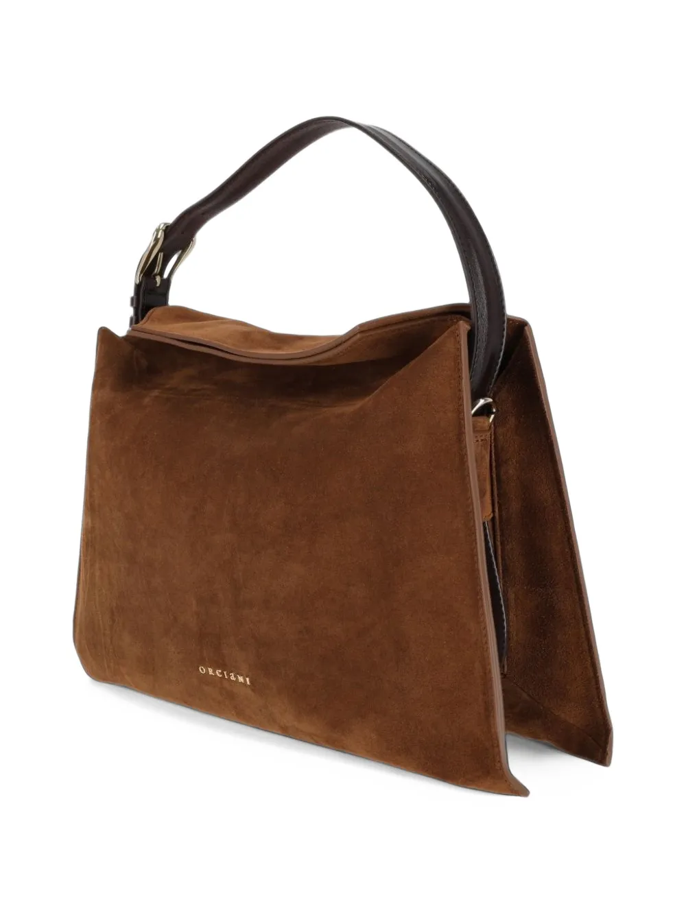 Orciani Trinity suede buckle-strap shoulder bag Bruin