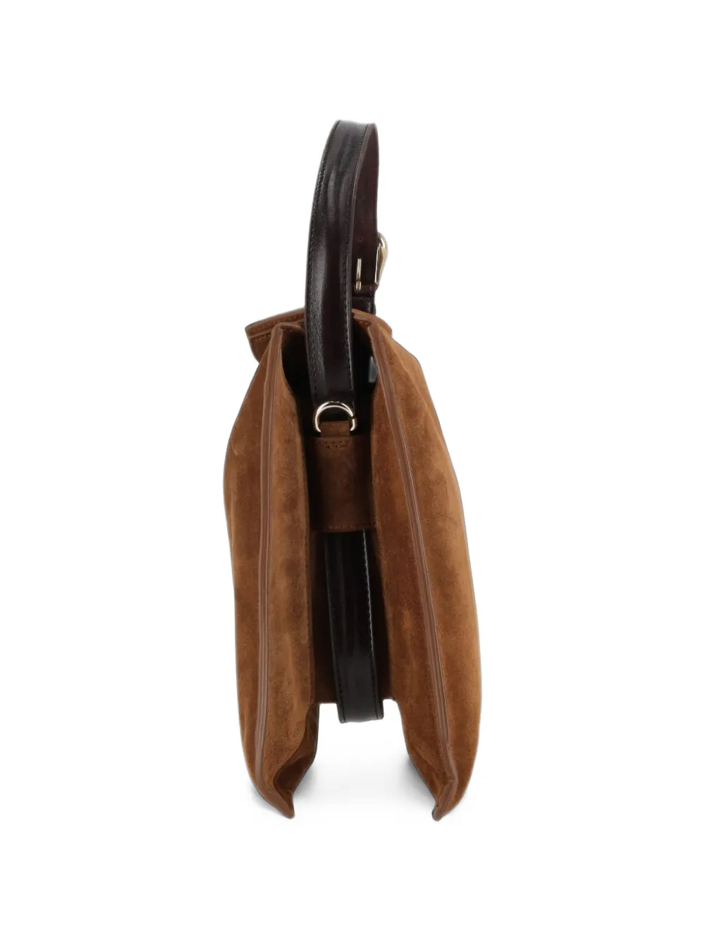 Orciani Trinity suede buckle-strap shoulder bag Bruin