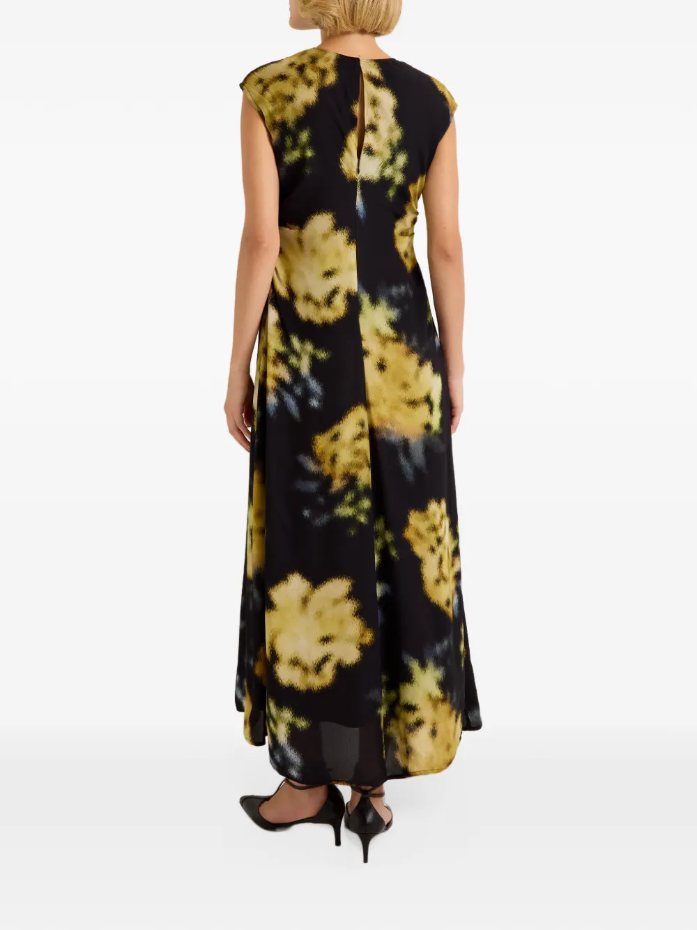 Marie Oliver Zuri floral-print midi dress Zwart