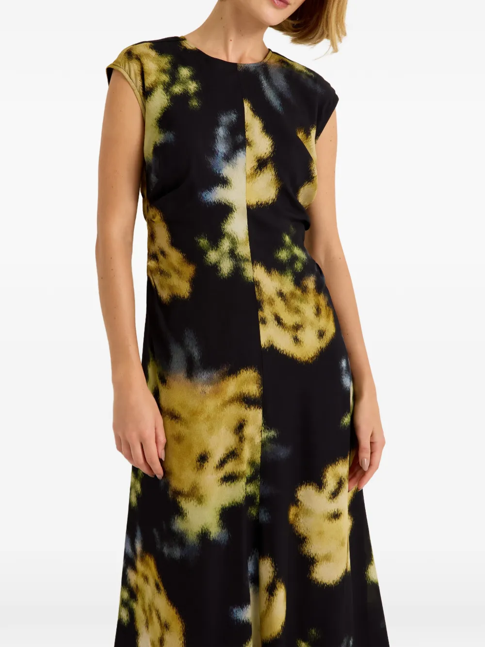 Marie Oliver Zuri floral-print midi dress Zwart