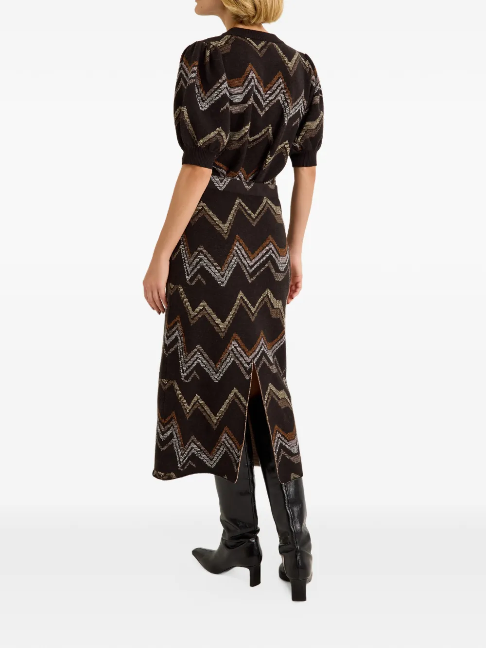 Marie Oliver Lizette chevron-knit midi skirt Zwart