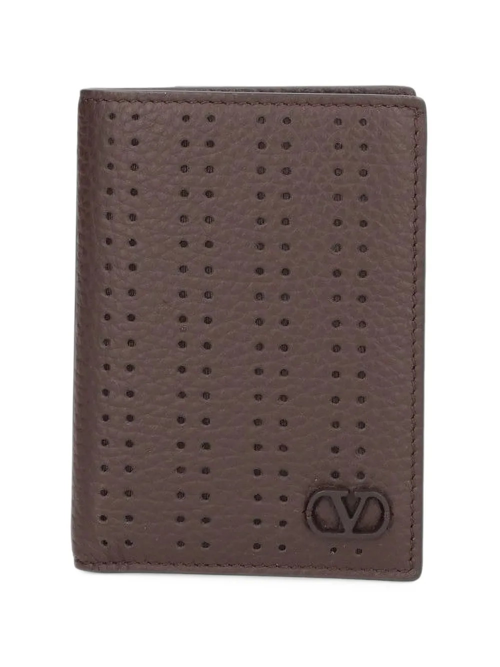 Valentino Garavani VLogo Signature perforated card holder - Marrone