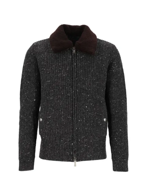 Eleventy zip-up ribbed-knit jacket