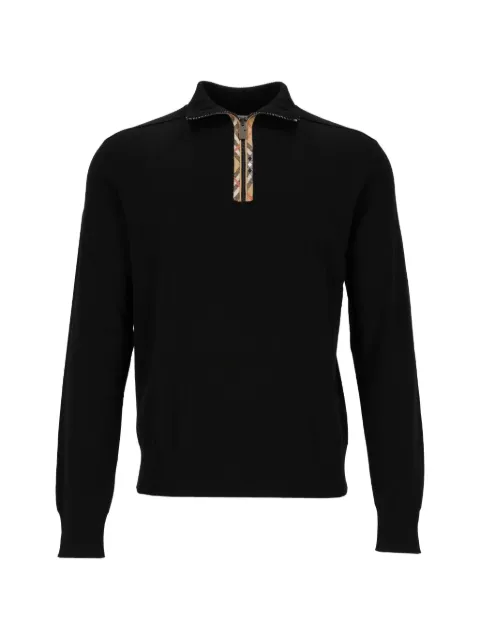 Burberry Cameron check-trim quarter-zip sweater