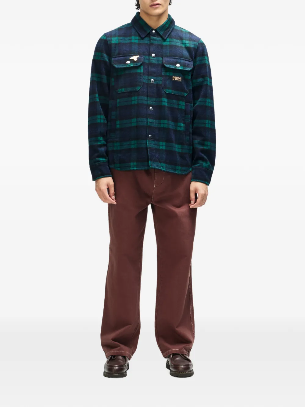 Deus Ex Machina Geruit shirt met geborduurd logo Groen
