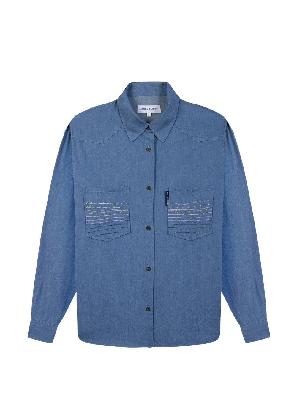 Maison Labiche Monselet Lalabiche embroidered denim shirt - Blau